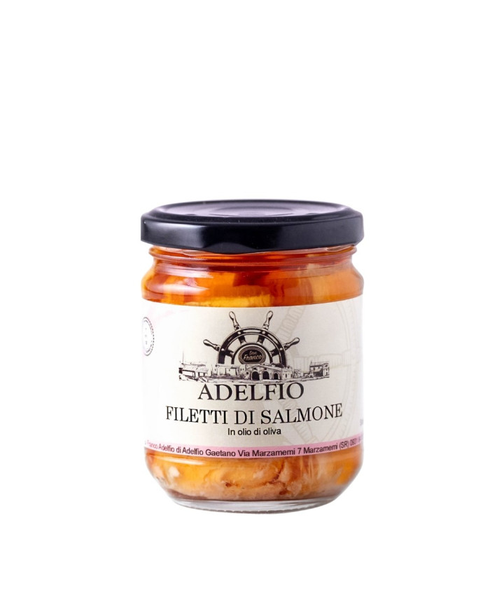 Filetti di Salmone all'olio d'oliva in vaso Adelfio 200 gr