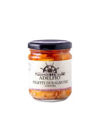 Filetti di Salmone all'olio d'oliva in vaso Adelfio 200 gr