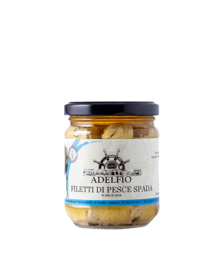 Filetti di Pesce Spada in olio d'oliva in vaso Adelfio 200 gr