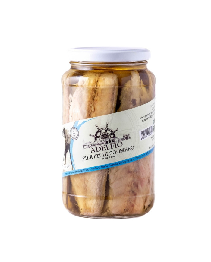 Filetti di sgombro in olio d'oliva in vaso Adelfio 565 gr Filetti di sgombro in olio d'oliva in vaso Adelfio 565 gr