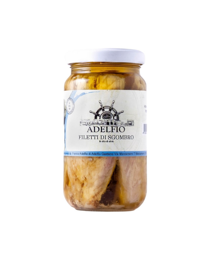 Filetti di Sgombro in olio d'oliva in vaso Adelfio 200 gr Filetti di Sgombro in olio d'oliva in vaso Adelfio 200 gr