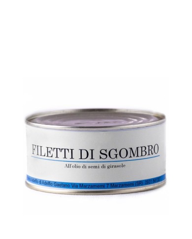 Filetti di Sgombro in olio di semi di girasole in latta Adelfio 300 gr Filetti di Sgombro in olio di semi di girasole in latta Adelfio 300 gr