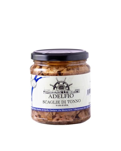 Scaglie di tonno in olio d'oliva in vaso Adelfio (300 gr)