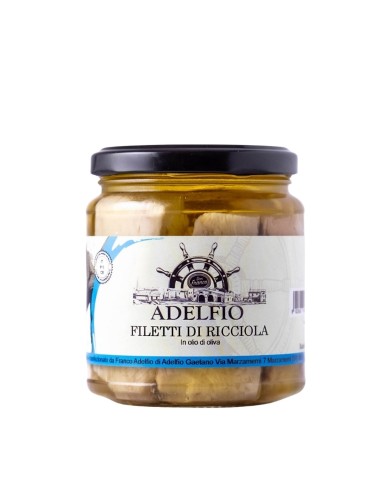 Filetti di Ricciola in olio d'oliva in vaso Adelfio 300 gr Filetti di Ricciola in olio d'oliva in vaso Adelfio 300 gr