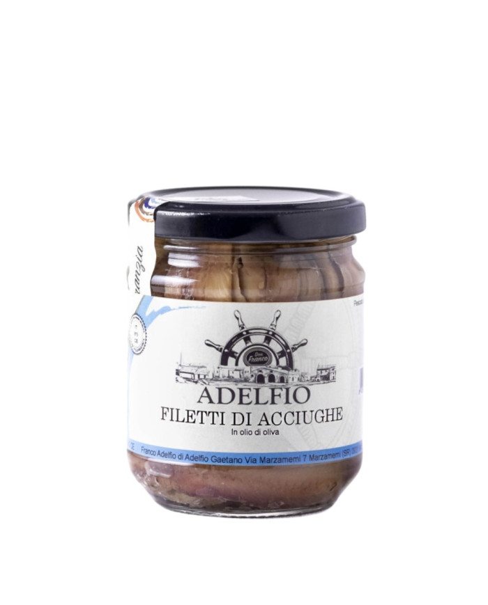 Filetti di Acciughe all'olio d'oliva in vaso Adelfio 200 gr