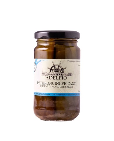 Peperoncini ripieni con acciughe Adelfio 200 g Peperoncini ripieni con acciughe Adelfio 200 g