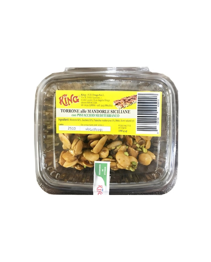 Torrone alle mandorle siciliane con pistacchio mediterraneo King 150 gr