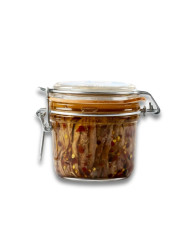 Filetti di acciughe all'olio d'oliva con peperoncino rosso in vaso Adelfio (230 gr)