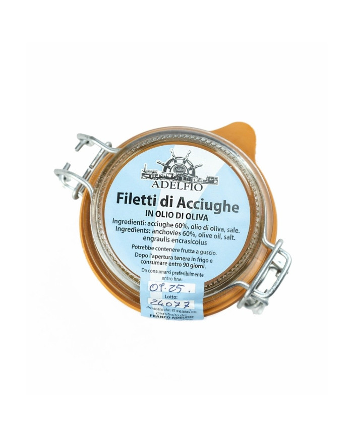 Filetti di acciughe in olio d'oliva in vaso Adelfio (230 gr)