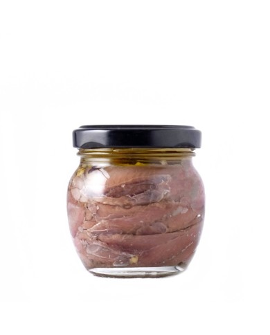 Filetti artigianali alici all'olio d'oliva con pistacchio in vaso Adelfio 100gr