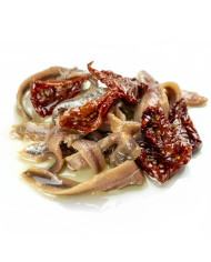 Filetti di alici all'olio d'oliva con pomodorino secco in vaso Adelfio (100 gr)