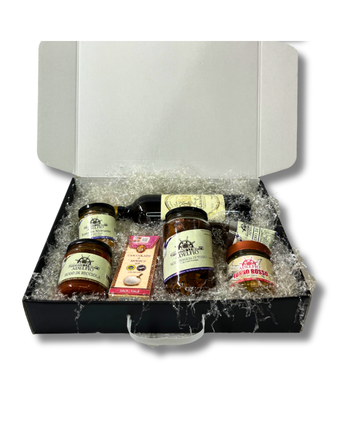 Cesta Regalo Palermo con prodotti ittici siciliani Adelfio